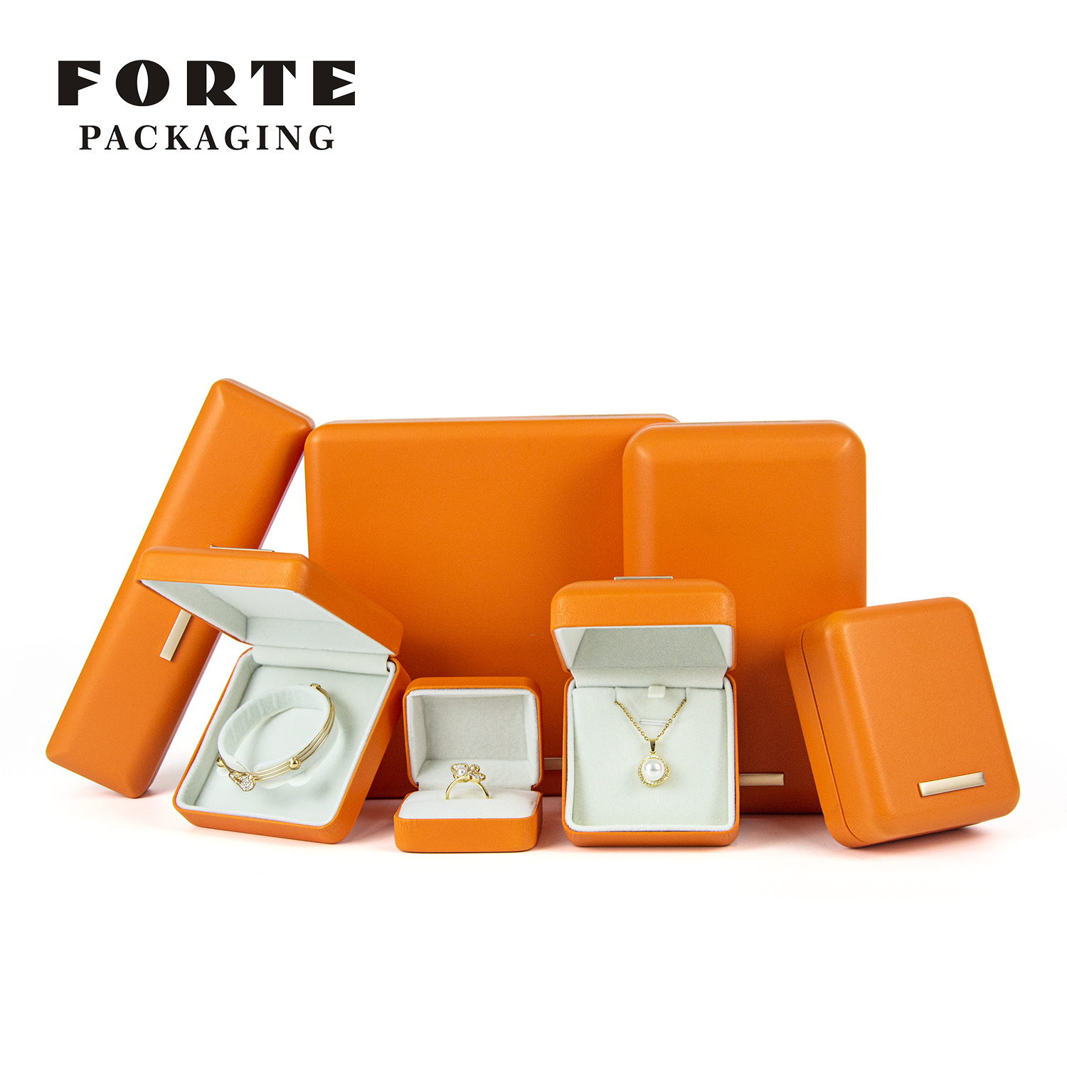 FORTE 2023 Luxus neu eingetroffen Halskette Armreif Box Schmuck Set Box hochwertige PU-Leder Ring Verpackung Box 