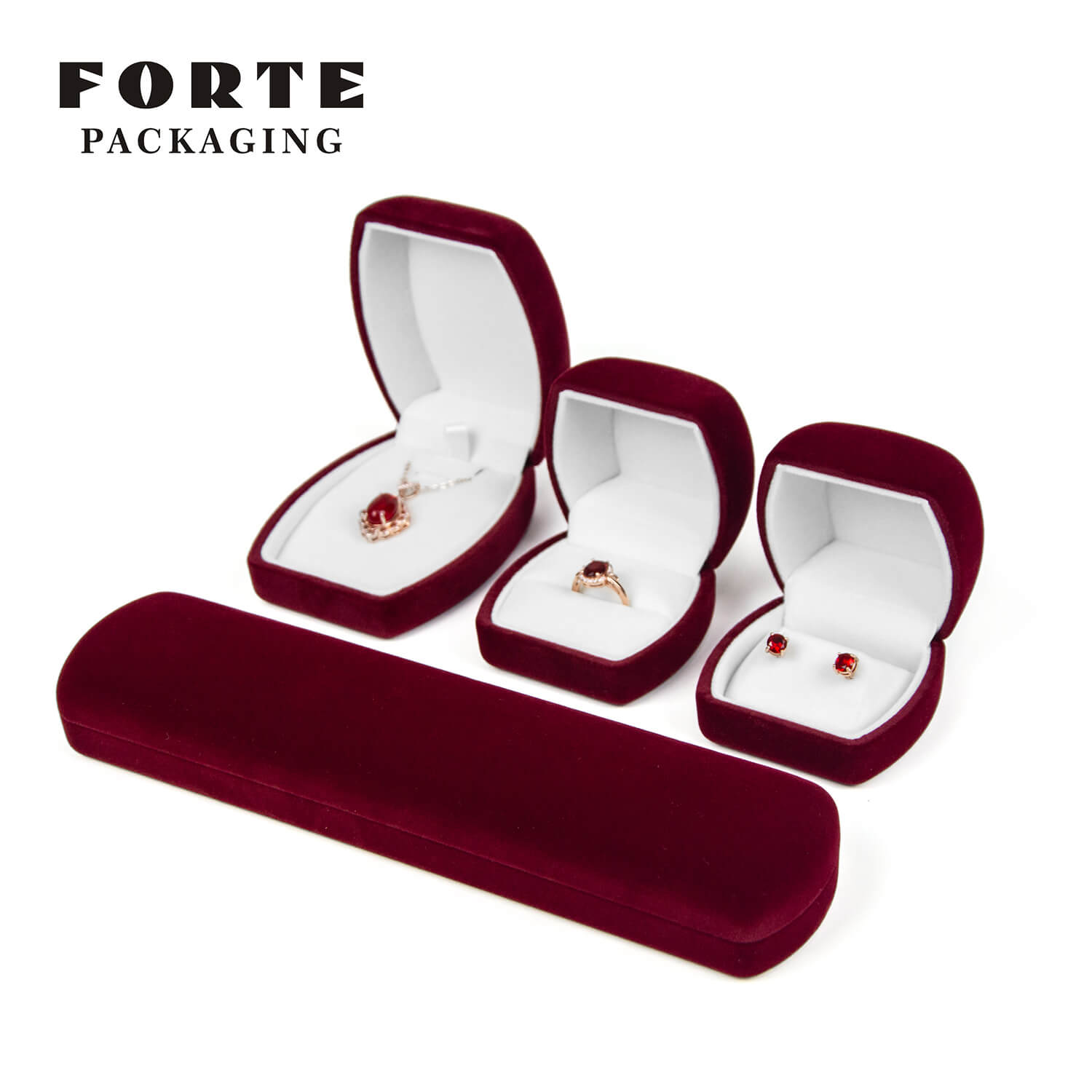 FORTE einzigartige Bogen-Schmuckverpackung, Armreif-Box, Samt-Ring-Box, Ohrring-Box 