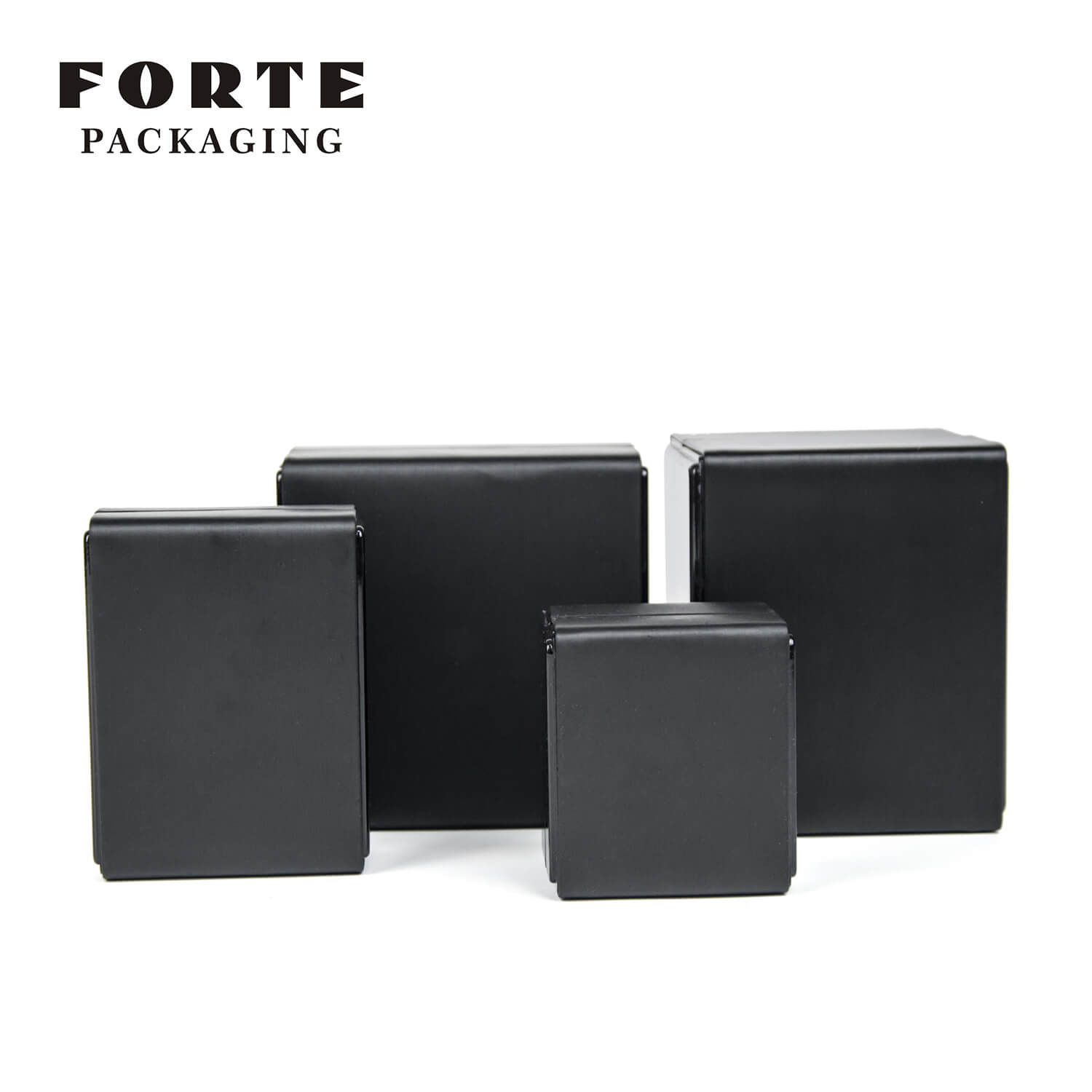 FORTE schwarzes Klavierlack-Aufbewahrungsetui mit Ring-Anhänger-Uhr. Schmuckverpackung ohne LED-Licht 