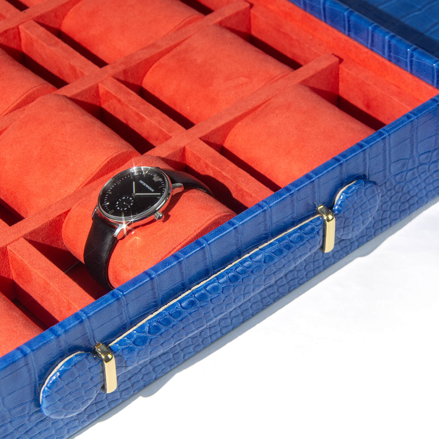 FORTE Tragbare Schmuckschatulle aus Alligatorleder-Material, Uhrengehäuse, Crozzling-Reise-Schmuckkästchen, modische Luxus-Uhrenboxen