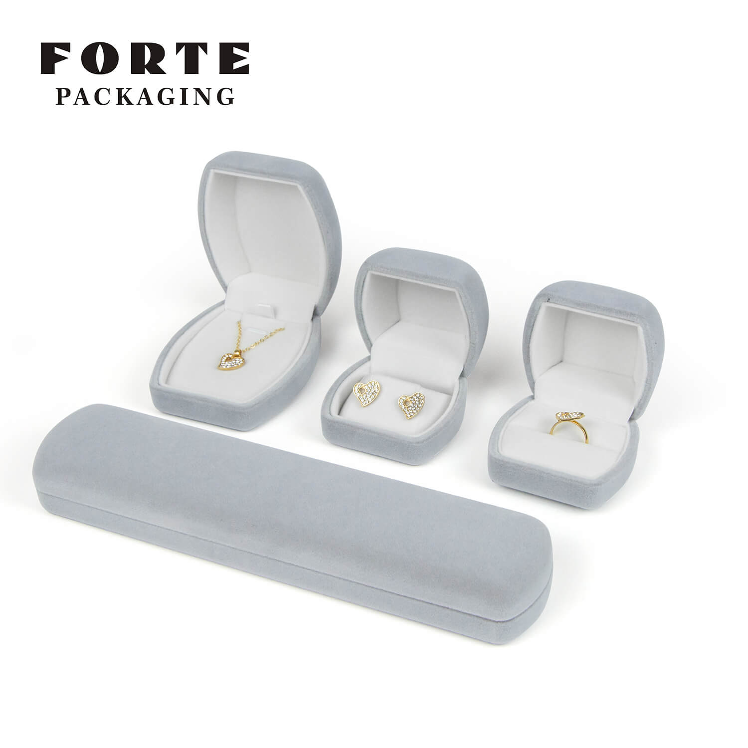 FORTE einzigartige Bogen-Schmuckverpackung, Armreif-Box, Samt-Ring-Box, Ohrring-Box 