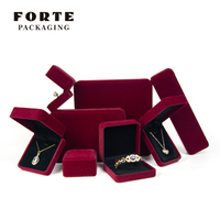 FORTE heißer verkauf weinrot ring box runde kante samt schmuck verpackung box 