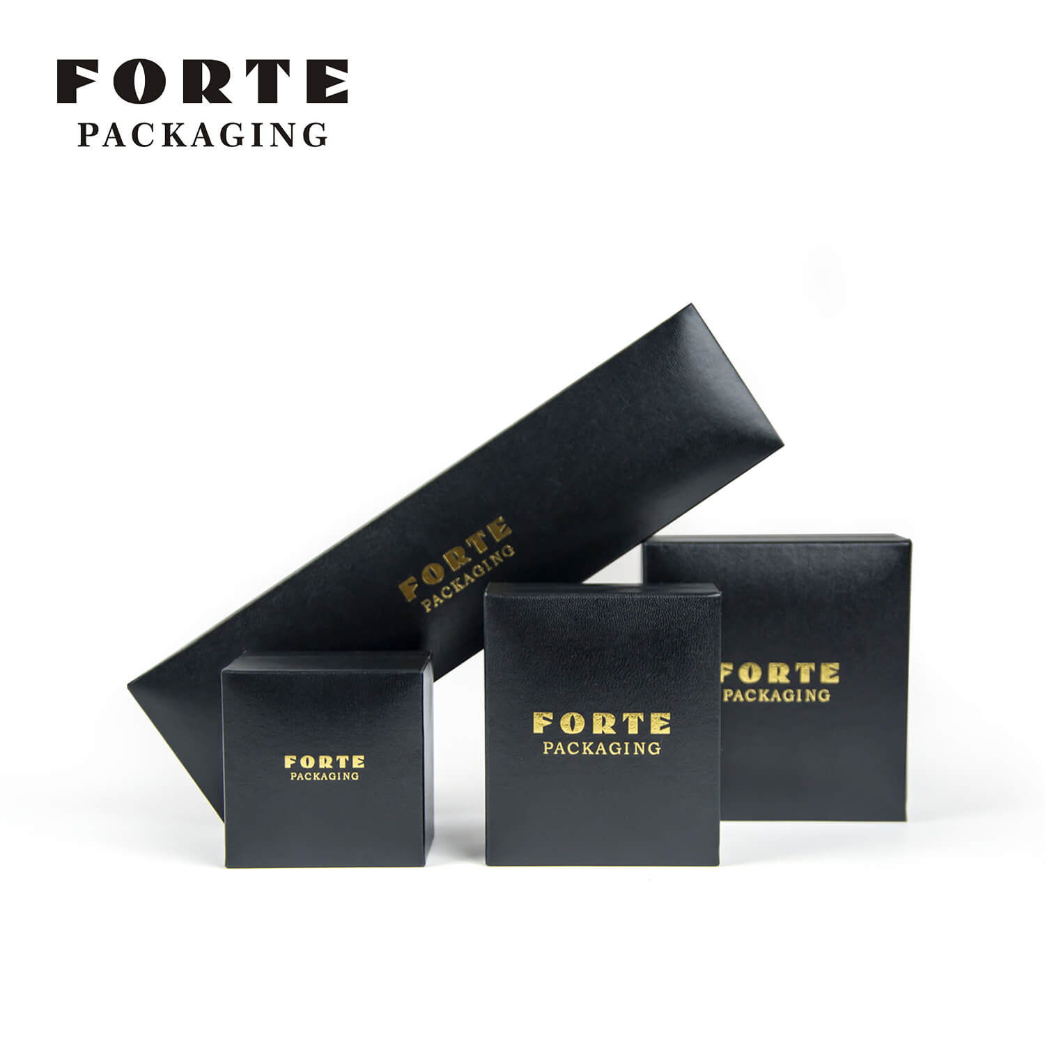 FORTE Hersteller Großhandel heißer Verkauf schwarz Luxus individuelle Schmuckverpackungsbox aus Kunstlederpapier für Ringanhängerarmband